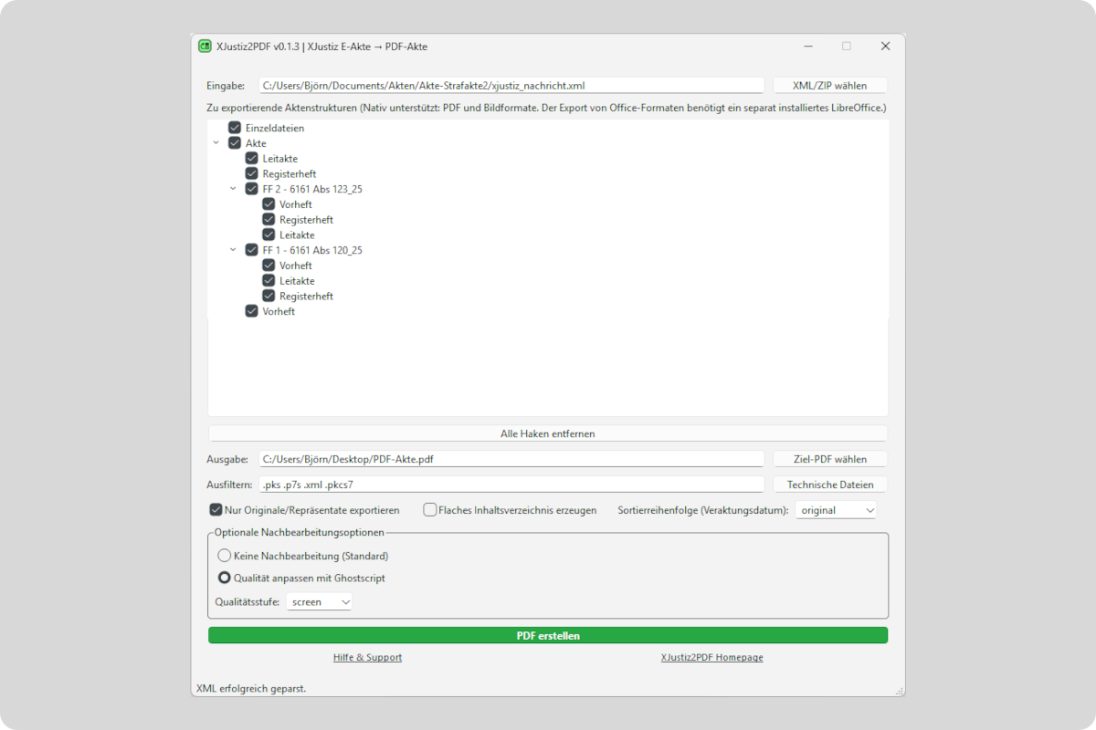 Screenshot E-Akte nach PDF Konvertierung