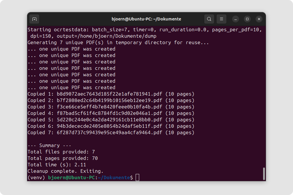 ocrtestdata command line interface